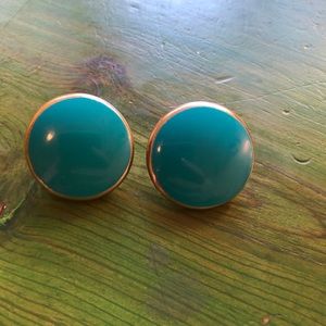 Aqua & gold clip-on vintage earrings